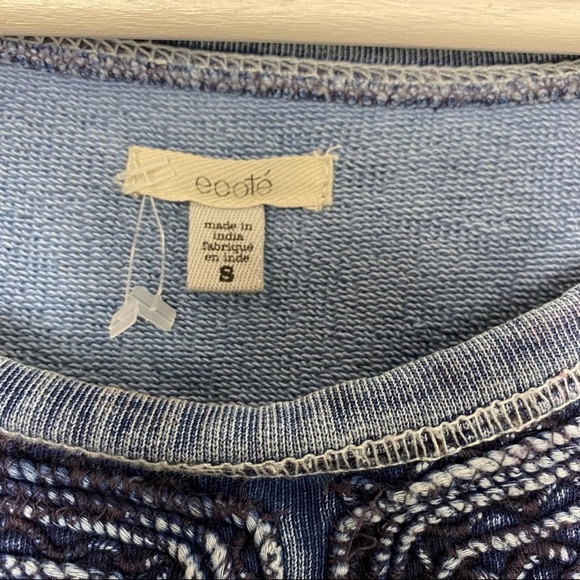 Ecote Washed Effect Embroidered 3/4 Dolman Sleeve Cotton Casual Career Top S - Picture 4 of 7